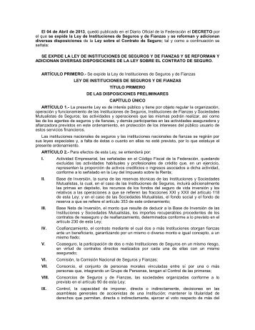 DECRETO por el que se expide la Ley de Instituciones de Seguros ...