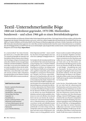 Textil -Unternehmerfamilie BÃ¶ge - Wulff Textil-Service GmbH