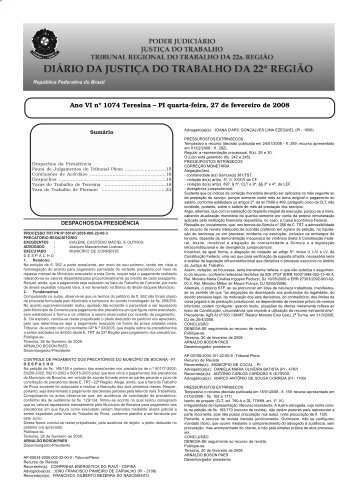 Diário da Justiça do Trabalho 27/02/2008 - Tribunal Regional do ...