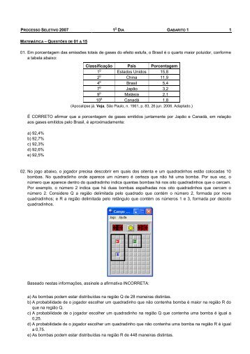 1 01. Em porcentagem das emissões totais de gases ... - copeve - ufv