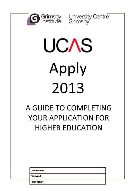 UCAS student help booklet please click here - Grimsby Institute of ...