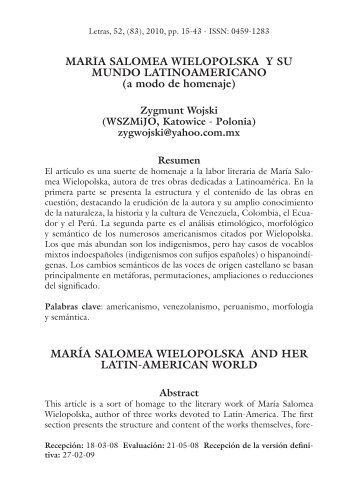 (a modo de homenaje) MARÍA SALOMEA WIELOPOLSKA ... - SciELO