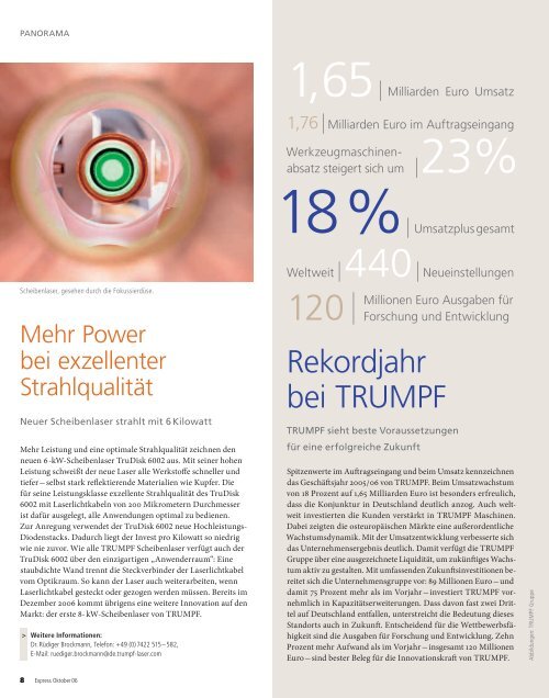 TRUMPF Express, Ausgabe Oktober 06 - trumpf-machines.com