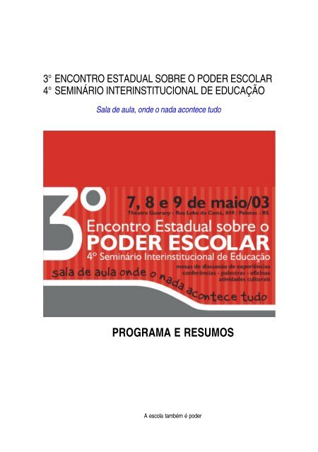 PROGRAMA E RESUMOS - Universidade Federal de Pelotas