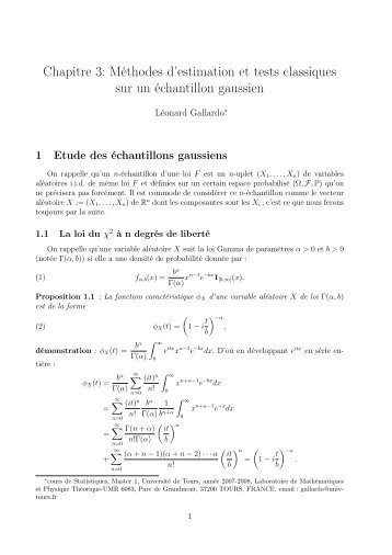 Chapitre 3: Méthodes d'estimation et tests classiques sur un ... - lmpt