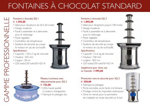 Téléchargez le pdf - Fontaines à chocolat