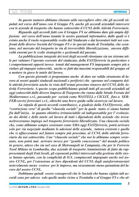 Speciale accordi di confluenza al CCNL Attività ... - FAST FerroVie