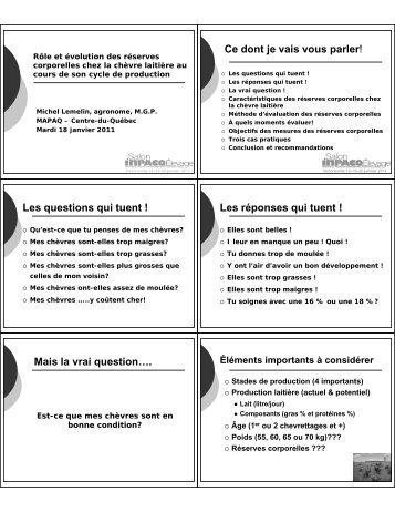 Rôle et évoluation des réserves corporelles chez la chèvre ... - MAPAQ