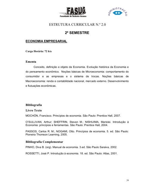 Projeto Pedagógico do Curso de Administração ... - FASUG.edu