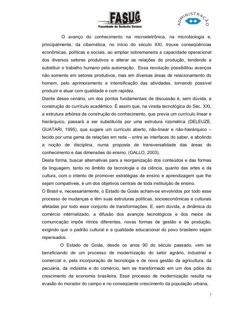 Projeto Pedagógico do Curso de Administração ... - FASUG.edu