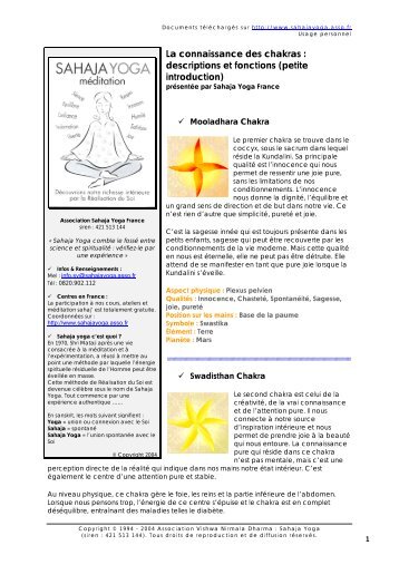 La connaissance des chakras - Sahaja Yoga