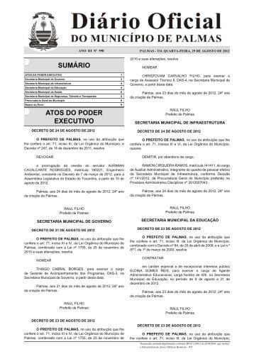 Secretaria Municipal da Educação - Diário Oficial de Palmas