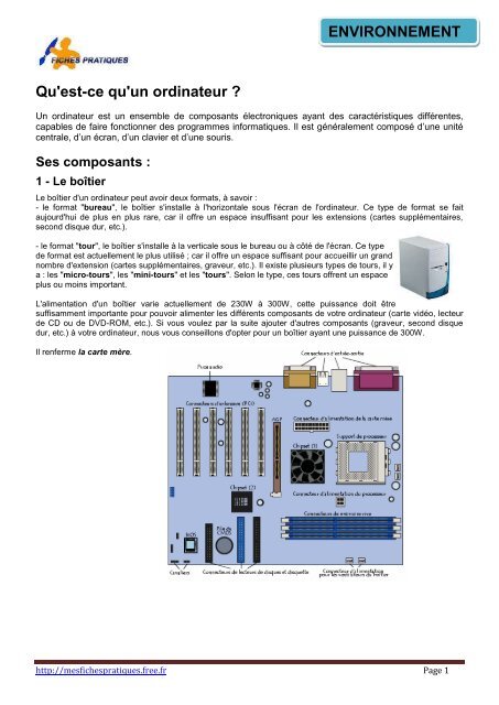 Qu'est-ce qu'un ordinateur - mes fiches pratiques - Free