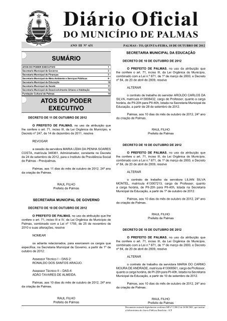 Diario_Municipio_N_631_18_10 -.indd - Diário Oficial de Palmas