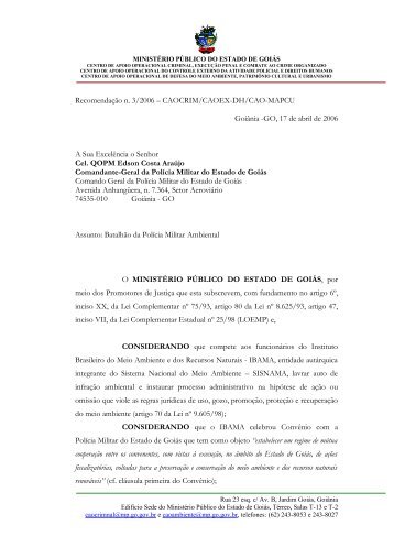 Batalhão Ambiental - Ministério Público do Estado de Goiás