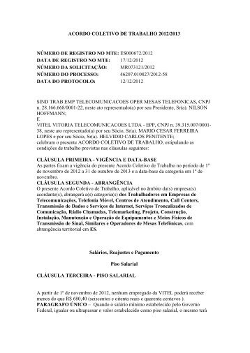 ACT Vitel 2012/2013 - SINTTEL-ES / Sindicato dos Trabalhadores ...