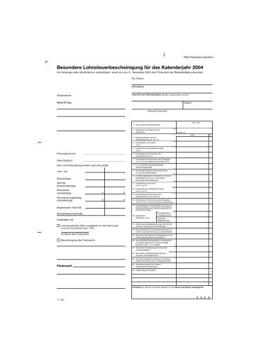 Besondere Lohnsteuerbescheinigung für das Kalenderjahr 2004