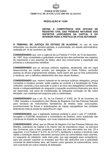 Resolução nº 13-99.pdf - Tribunal de Justiça de Alagoas