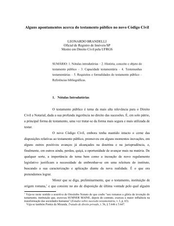 O testamento público no novo Código Civil - BuscaLegis