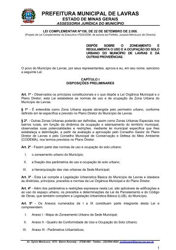 Lei Complementar nº 156/2008 - Prefeitura Municipal de Lavras