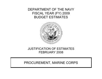 DEPARTMENT OF THE NAVY FISCAL YEAR (FY) 2009 BUDGET ...