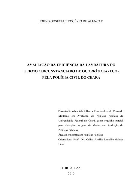 Avaliação da eficiência da lavratura do termo circunstanciado