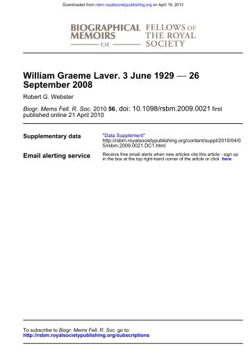 William Graeme laver - Biographical Memoirs of Fellows of the ...