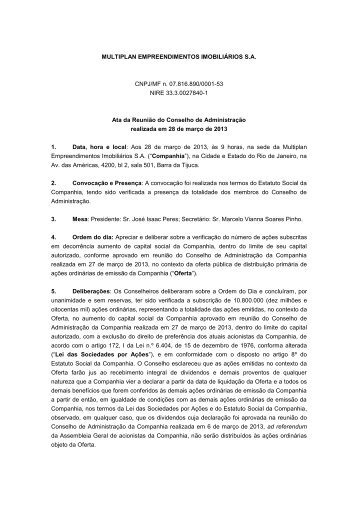 Conselho de Administração - Multiplan