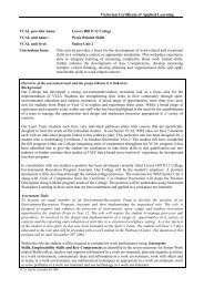 Work Related Skills, Senior, Unit 2, Lavers Hill - Victorian Curriculum ...