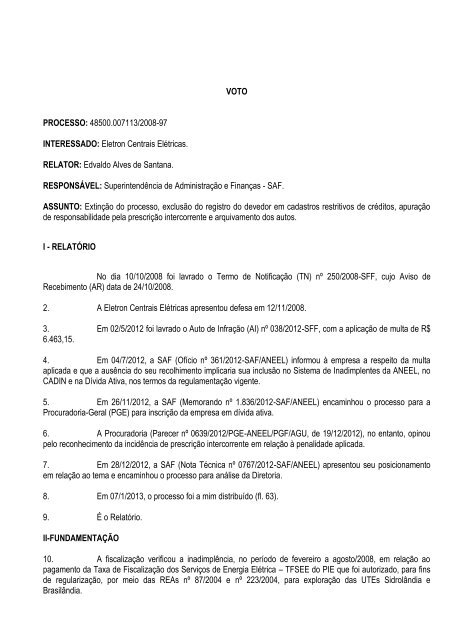 VOTO PROCESSO: 48500.007113/2008-97 INTERESSADO ... - Aneel