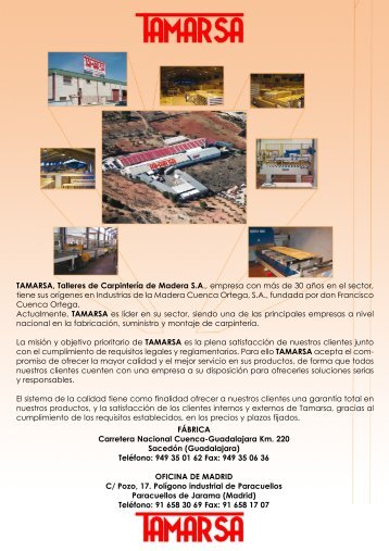TAMARSA, Talleres de Carpintería de Madera S.A., empresa con ...