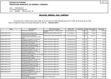 estado do paraná prefeitura municipal de general carneiro relação ...