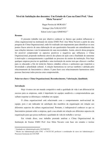 Um Estudo de Caso na Emei Prof. “Jose Mota Navarro”