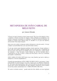 METAPOESIA DE JOÃO CABRAL DE MELO NETO - Antonio Miranda