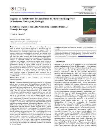 Pegadas de vertebrados nos eolianitos do Plistocénico ... - LNEG