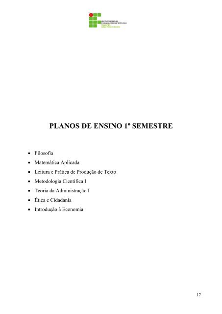 Plano de Curso - IFTO