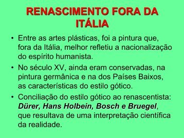 RENASCIMENTO FORA DA ITÁLIA