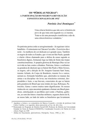 OS “PÉROLAS NEGRAS”: Petrônio José ... - Revista Afro-Ásia