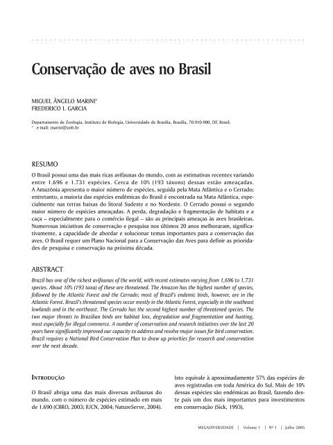 Conservação de aves no Brasil - Conservação Internacional