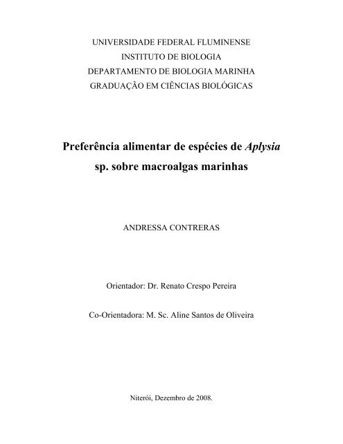 Preferência alimentar de espécies de Aplysia sp. sobre ... - Proac