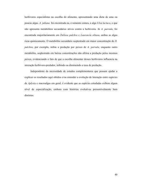 Preferência alimentar de espécies de Aplysia sp. sobre ... - Proac