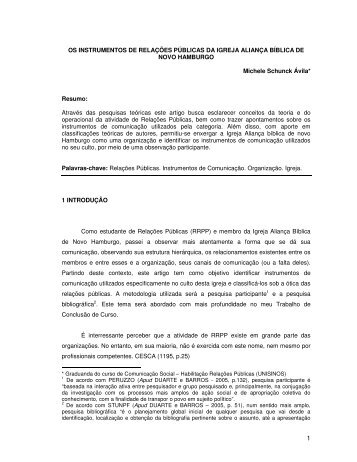 OS INSTRUMENTOS DE RELAÇÕES PÚBLICAS DA IGREJA ...