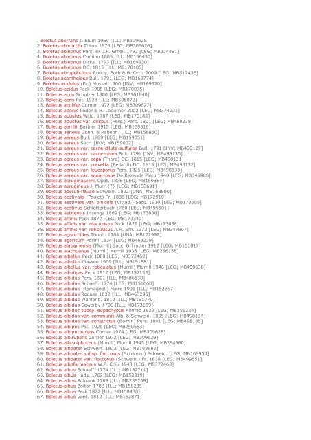 . Boletus aberrans J. Blum 1969 [ILL; MB309625] 2. Boletus ... - HMGS