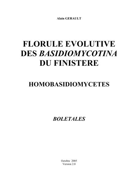 FLORULE EVOLUTIVE DES BASIDIOMYCOTINA ... - Projet Aulnaies