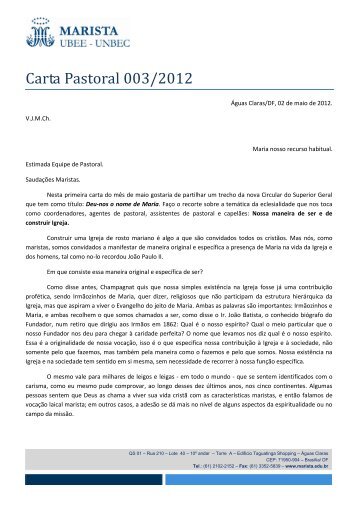 Carta Pastoral 003/2012 - Marista