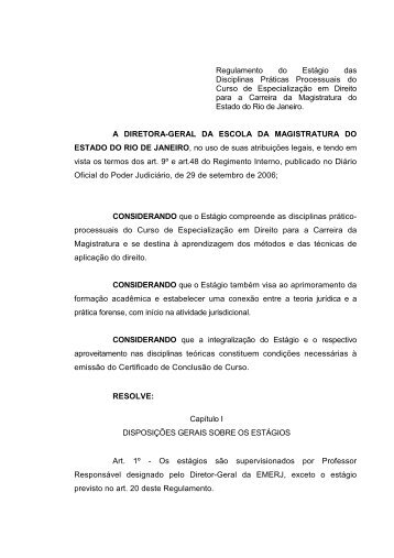 Regulamento do Estágio 2012 - Emerj - Tribunal de Justiça do ...