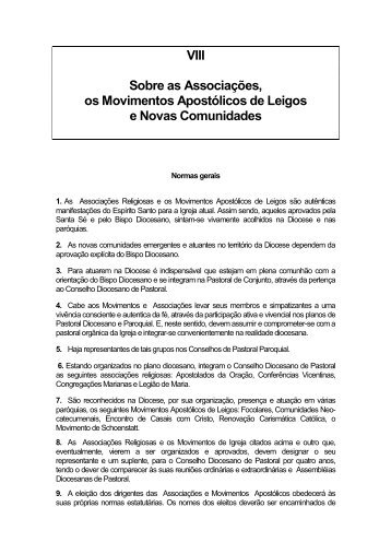 VIII Sobre as Associações, os Movimentos Apostólicos de Leigos e ...