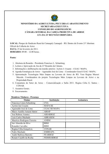 ministério da agricultura, pecuária e abastecimento secretaria ...