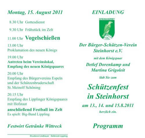 Schützenfest in Steinhorst am 13., 14. und 15.8.2011