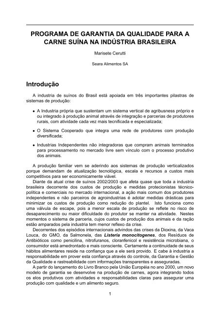 PROGRAMA DE GARANTIA DA QUALIDADE PARA A CARNE ...